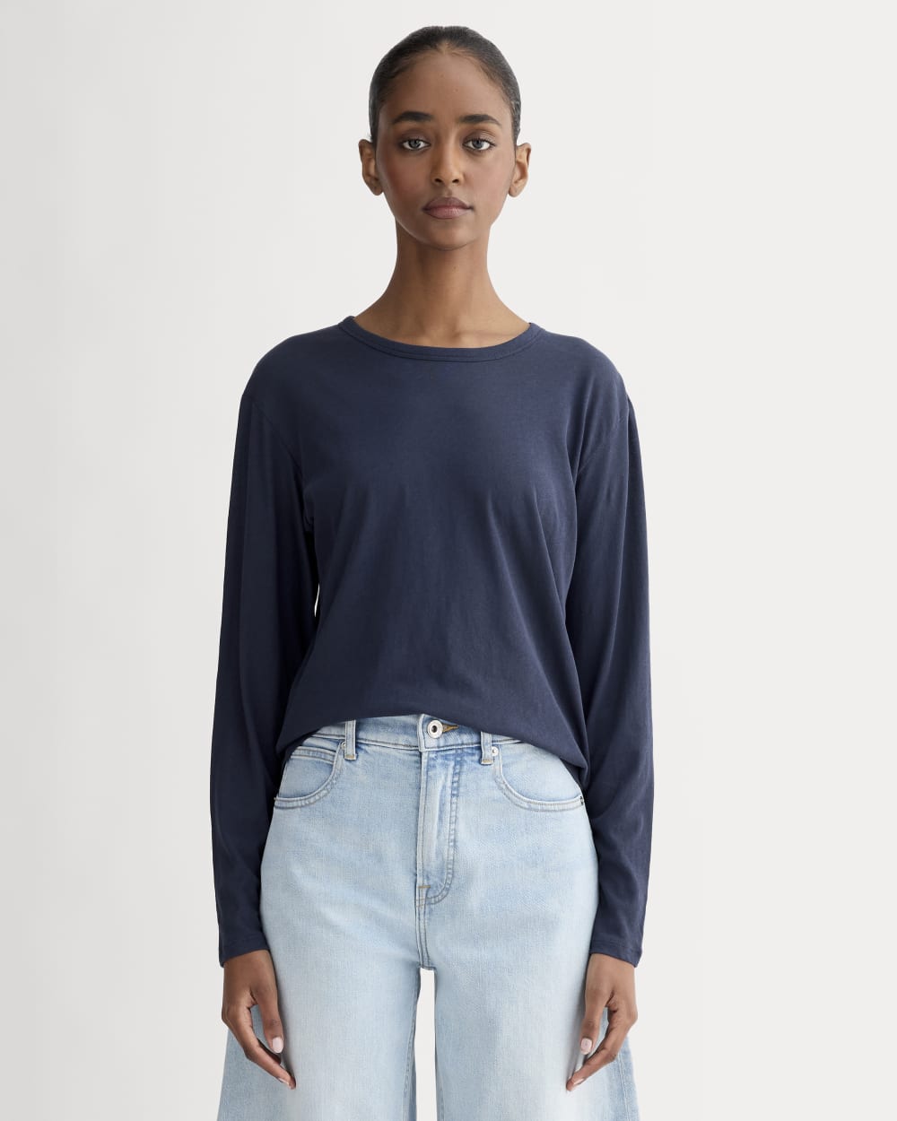 The Air Long-Sleeve Tee in Navy — front view