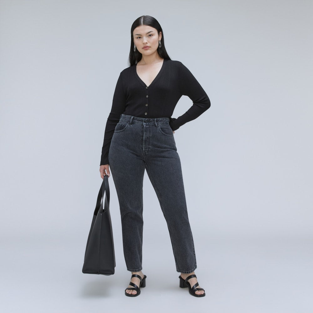 The '90s Cheeky Hourglass Jean in Washed Black — front view