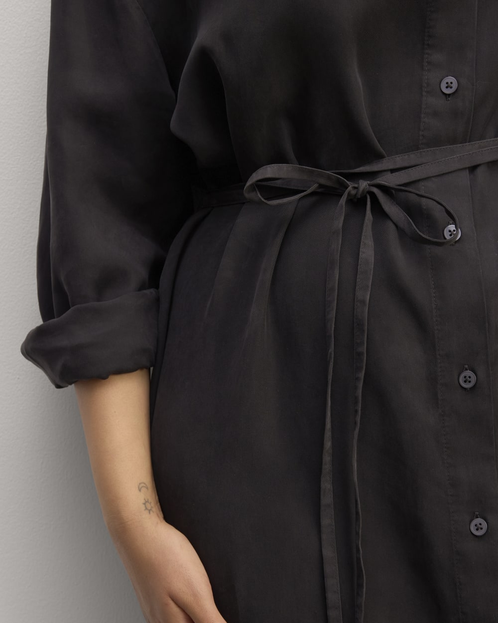 The Must-Have Shirtdress in Butterlite in Black — detail view