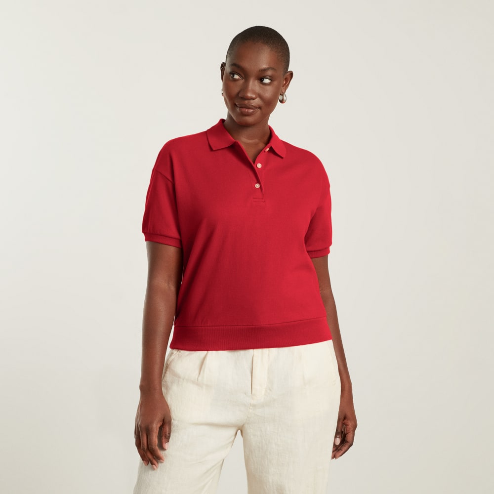 The Oversized Polo in Goji Berry — alternate view