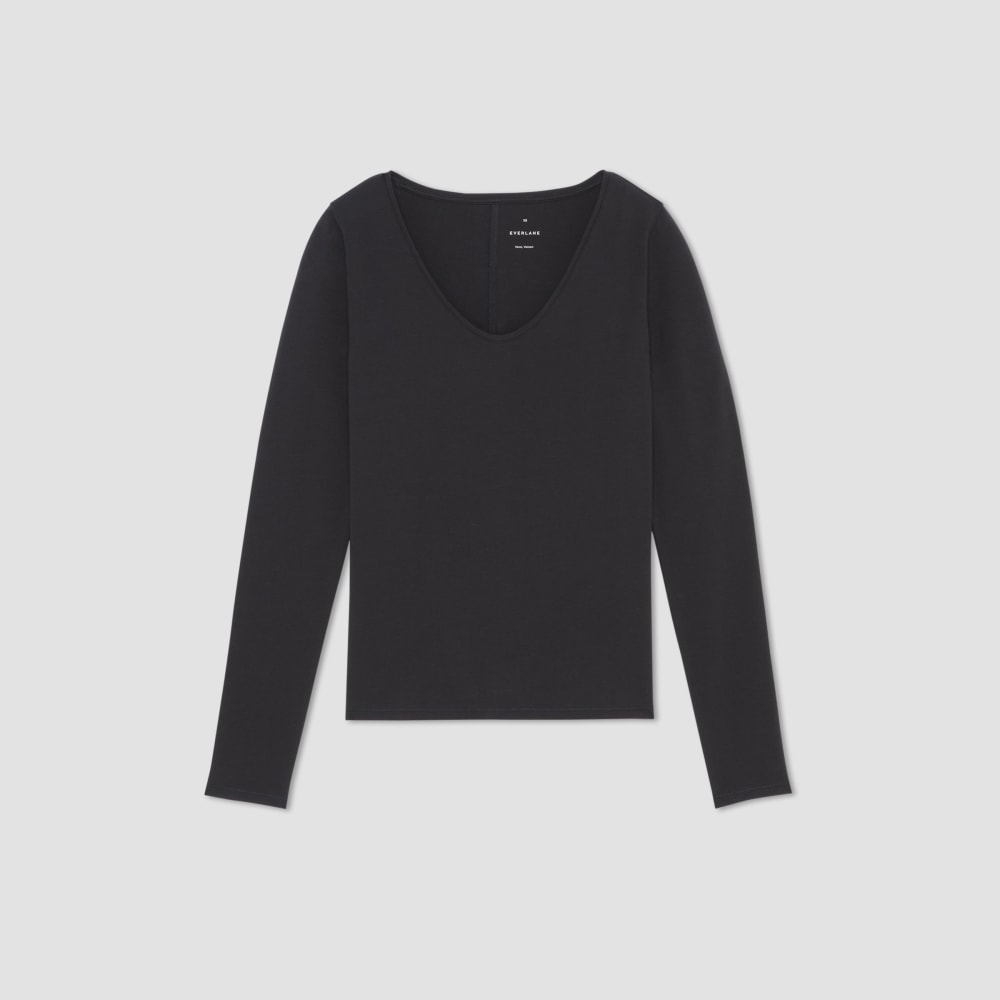 The Supima® Form Ballet Neck Tee in Black — alternate view