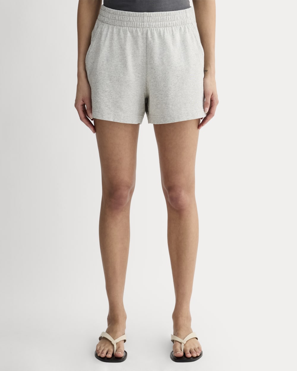 The Off-Duty Short in Pale Heather Grey — detail view