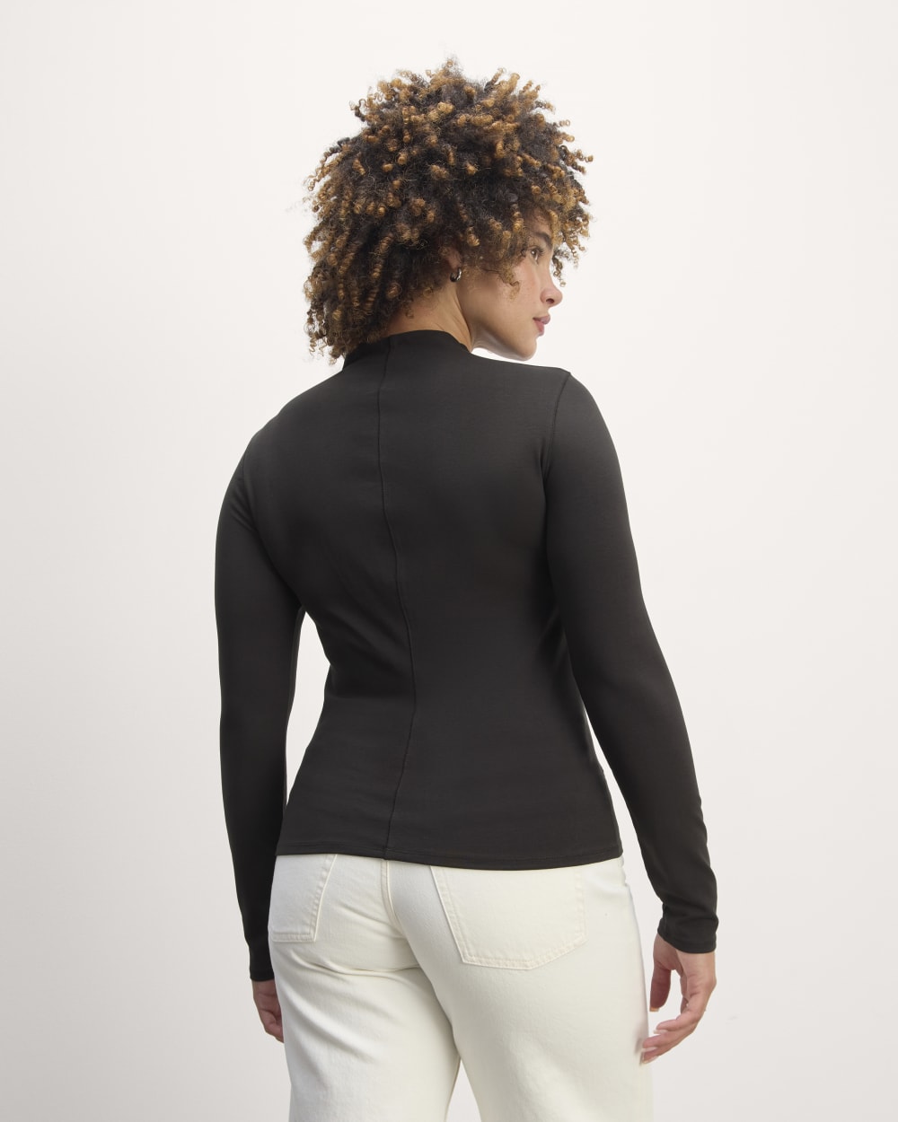The Form Funnel-Neck Tee in Black — detail view