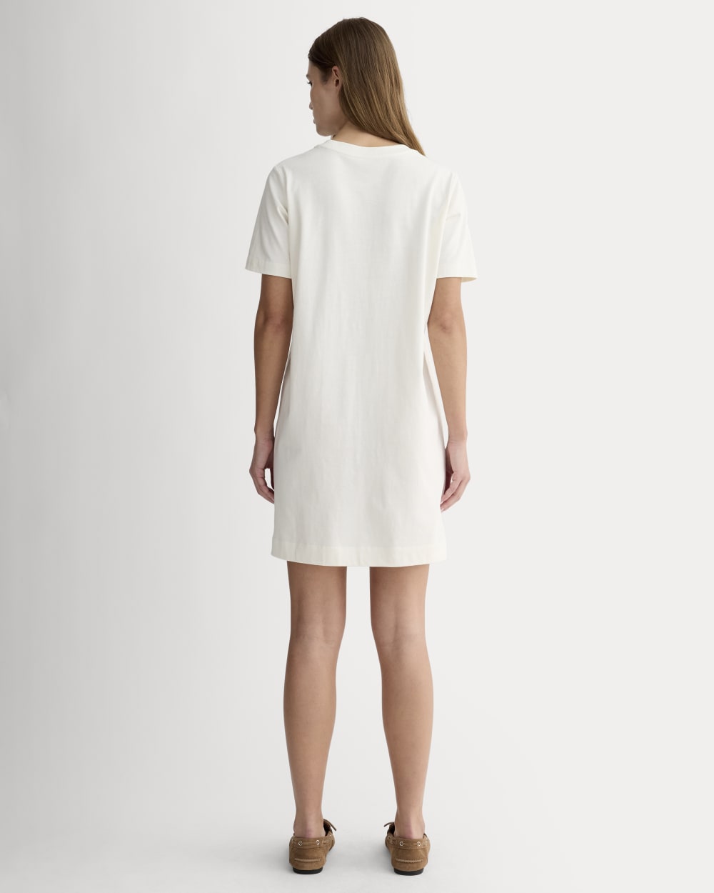 The Organic Cotton Weekend Tee Dress in Canvas — detail view