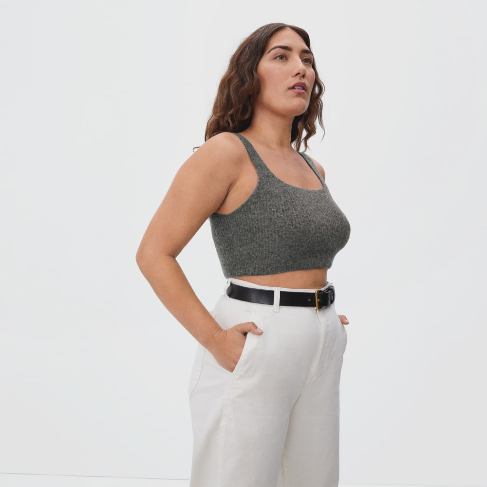 The Cozy-Stretch Tank in Heathered Charcoal — alternate view