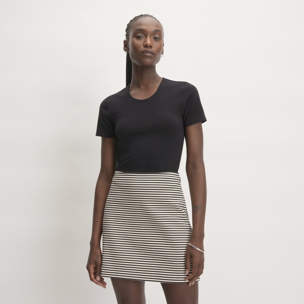 The Supima® Form Crew Neck Tee in Black — front view
