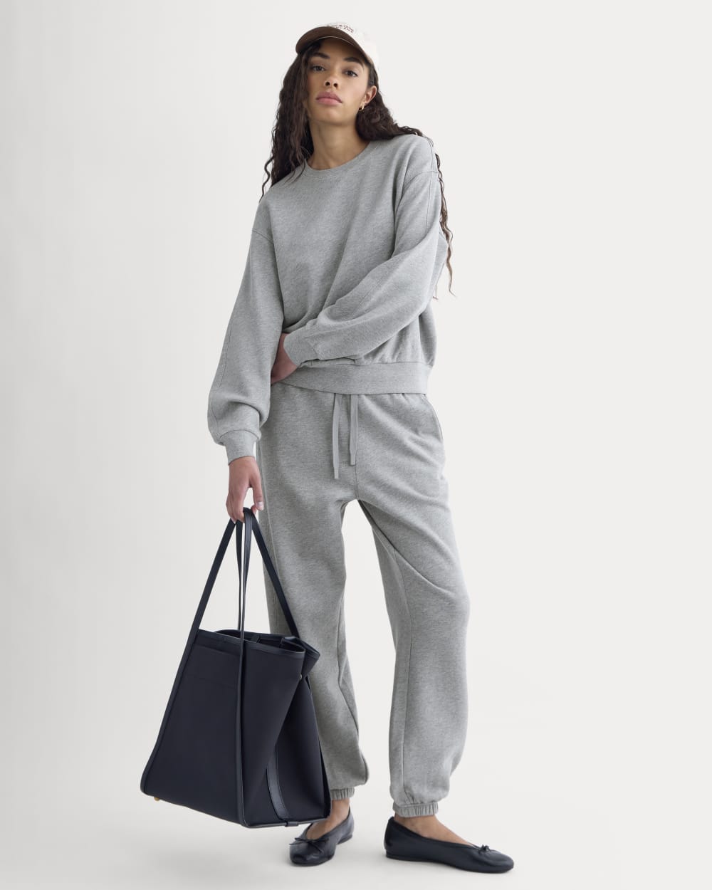 Lightweight Terry Blouson Crew in Vintage Heather Grey — detail view