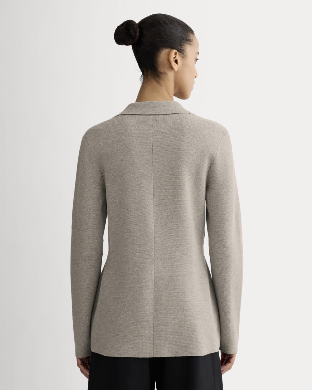 The Knit Blazer in Light Heathered Grey — detail view