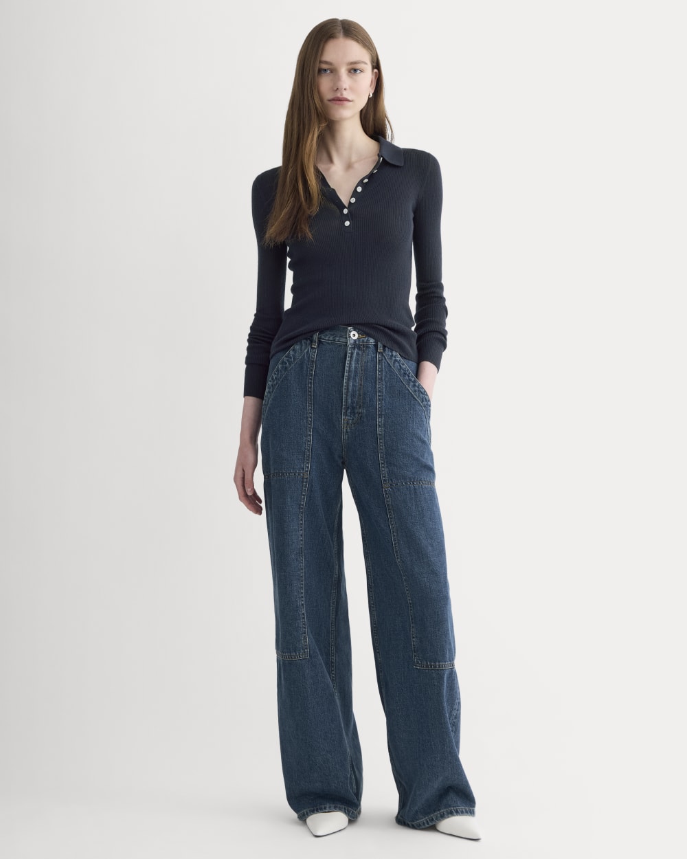 The Carpenter Jean in Mid Indigo — front view