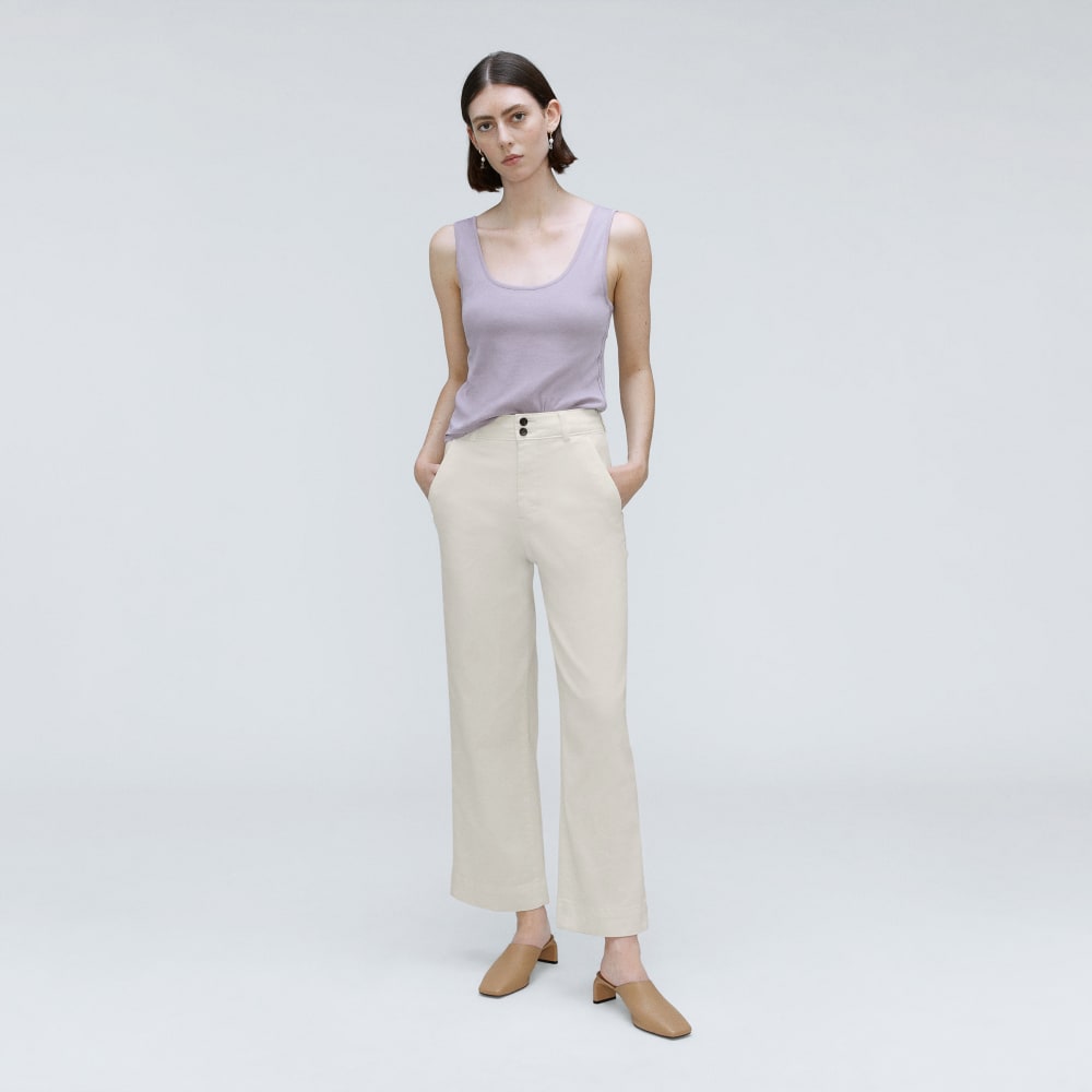 The Organic Wide-Leg Pant in Bone — front view