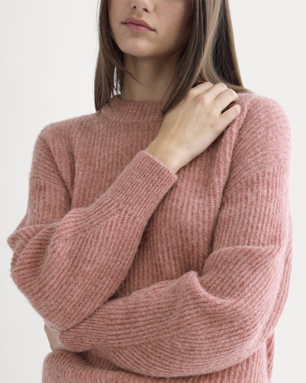 The Cocoon Crew in Alpaca in Heather Ash Rose — detail view