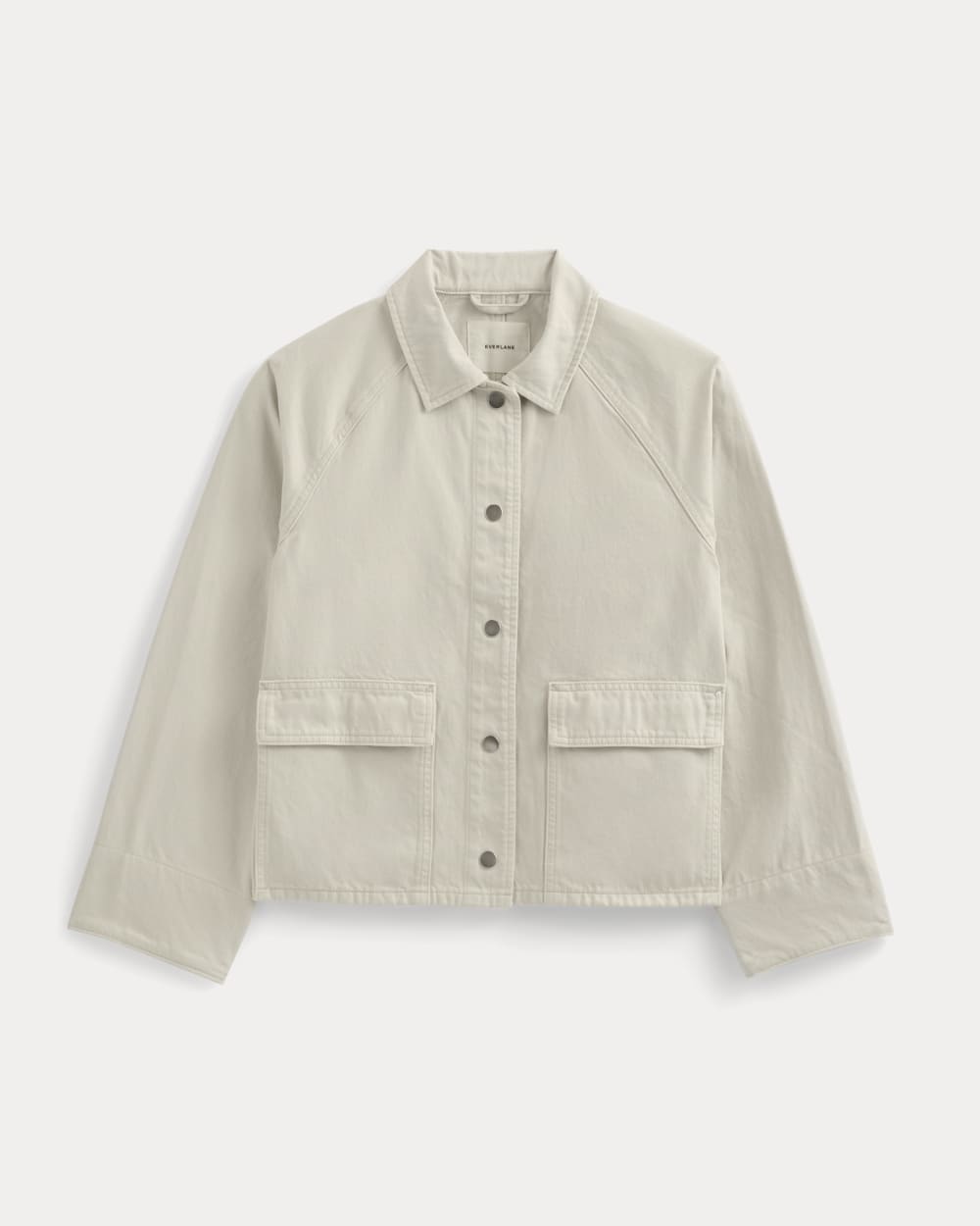 Cropped Denim Jacket in Garment-Dyed Sand — alternate view
