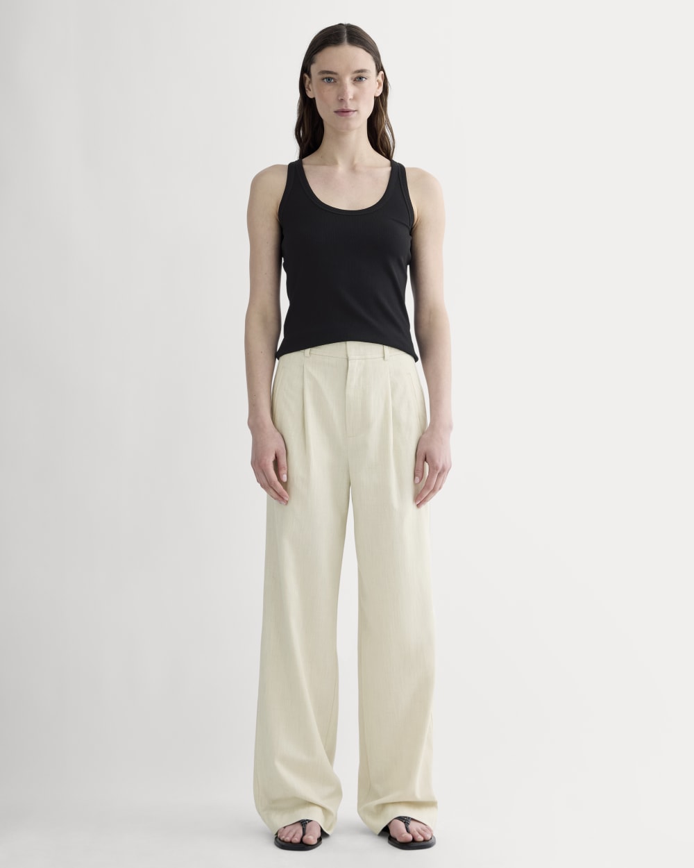 The Shimmy Scoop-Neck Tank in Black — detail view