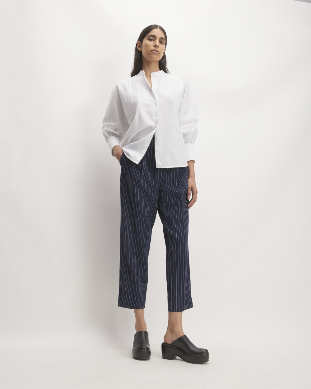 The Oversized Raglan Shirt in White — detail view