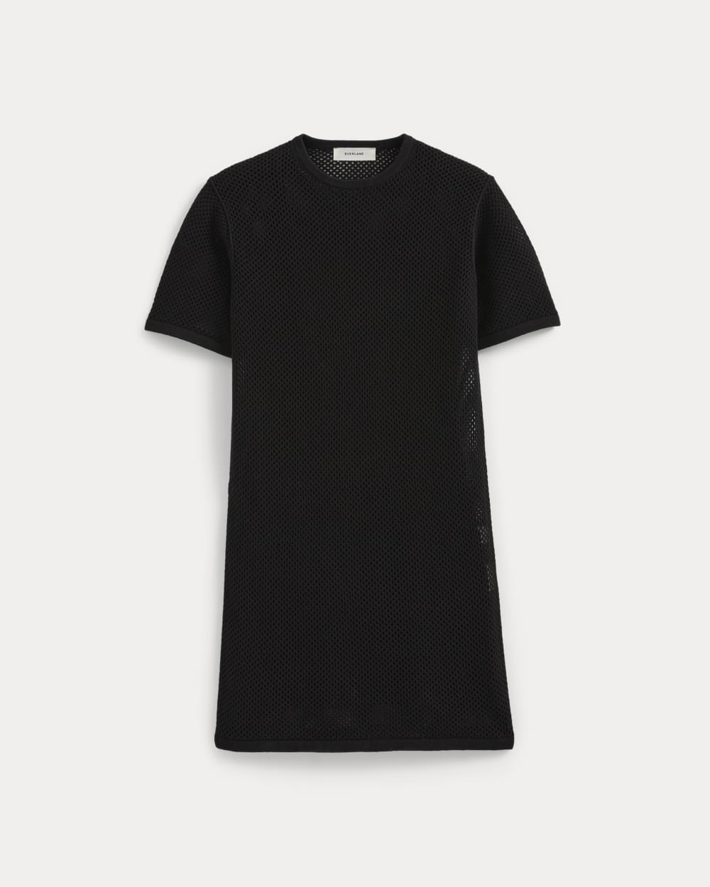 Mesh-Knit Short-Sleeve Dress in Black — alternate view