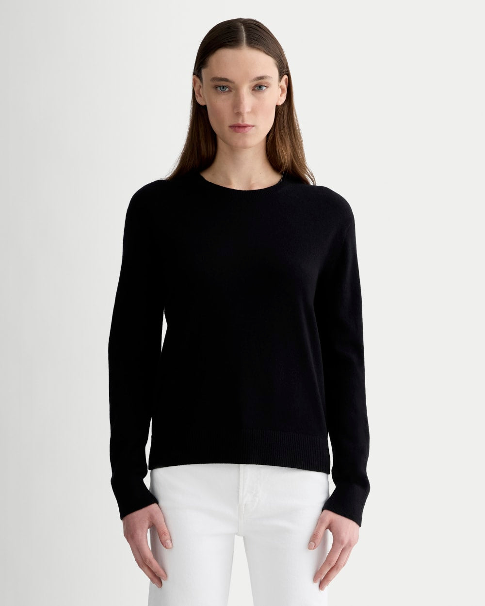 The Classic Crew in Cashmere in Black — front view