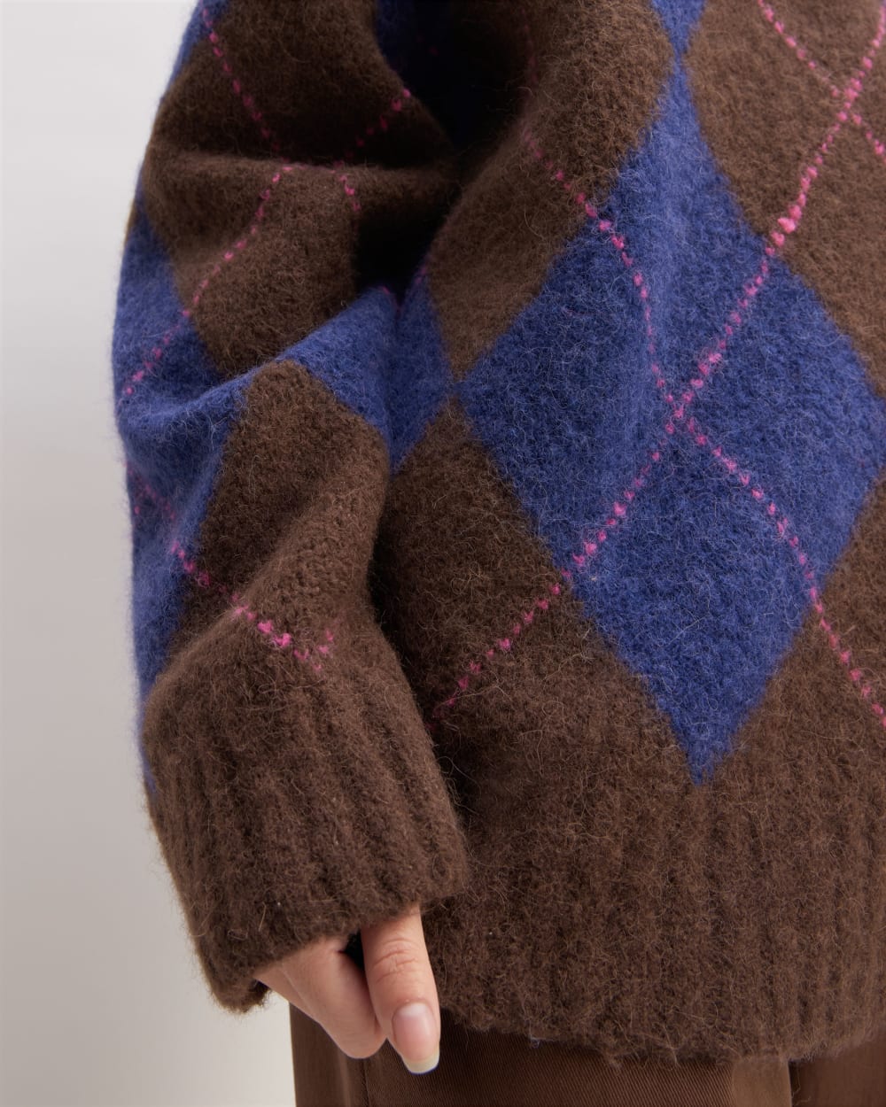 The SuperFuzz Alpaca Crew in Ocean Cavern / Hot Fudge / Fuchsia Pink — detail view