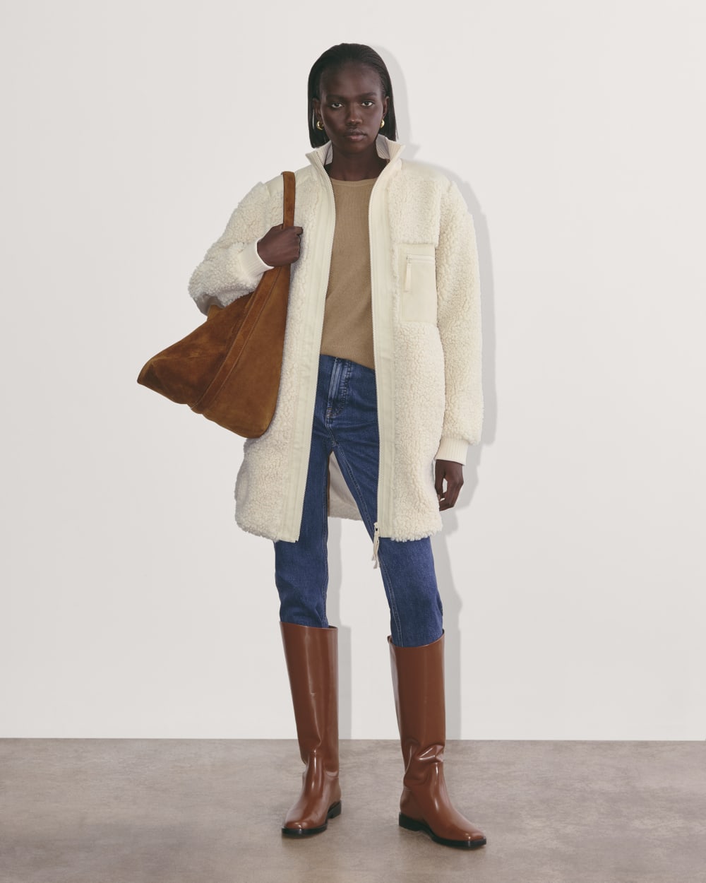 The Teddy Jacket in Birch — detail view