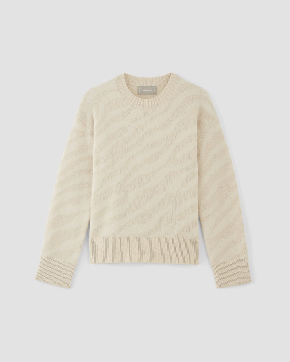 The Alpaca Tiger Jacquard Crewneck in Canvas / Snow — alternate view