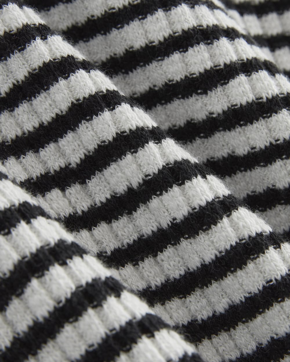 The Cozy Rib Long-Sleeve Tee in Bone / Black — detail view