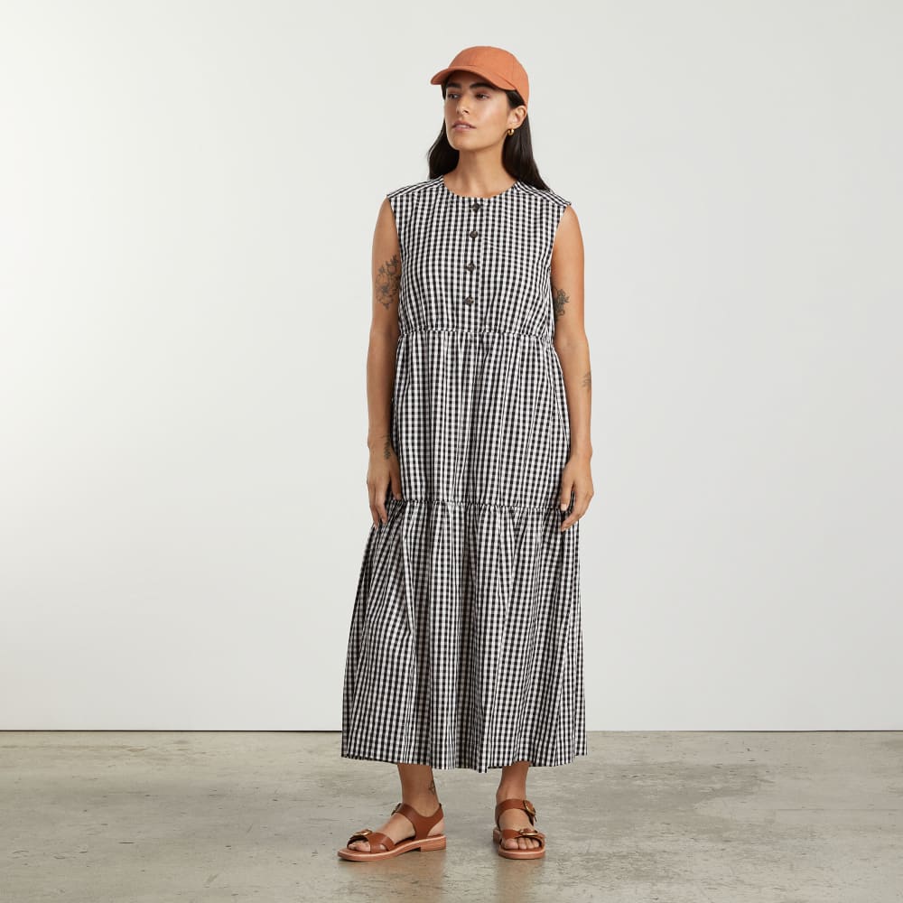 The Tiered Midi Dress in Black Gingham — alternate view