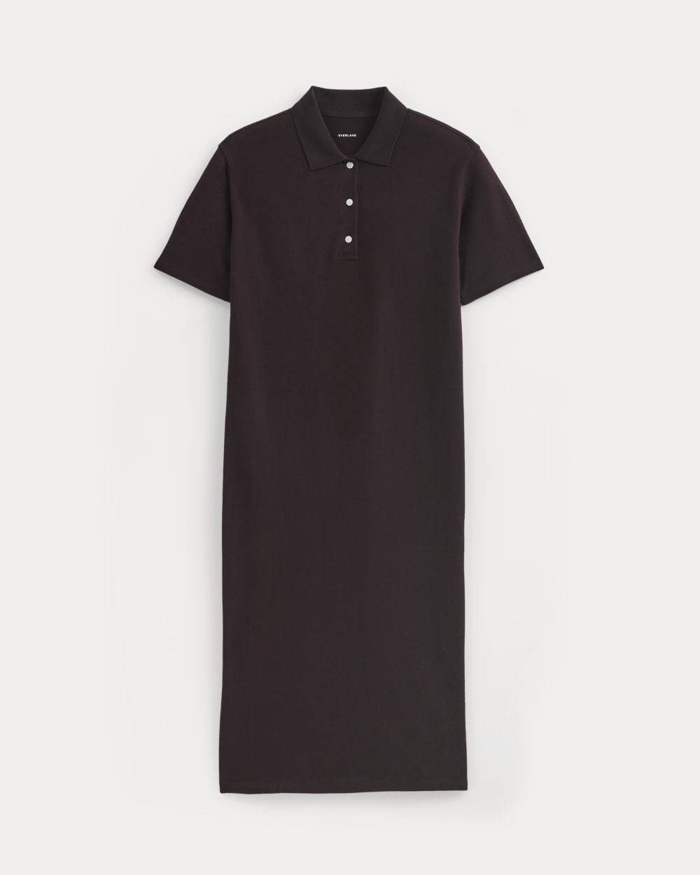 Pique Polo Short-Sleeve Dress in Dark Chocolate — alternate view