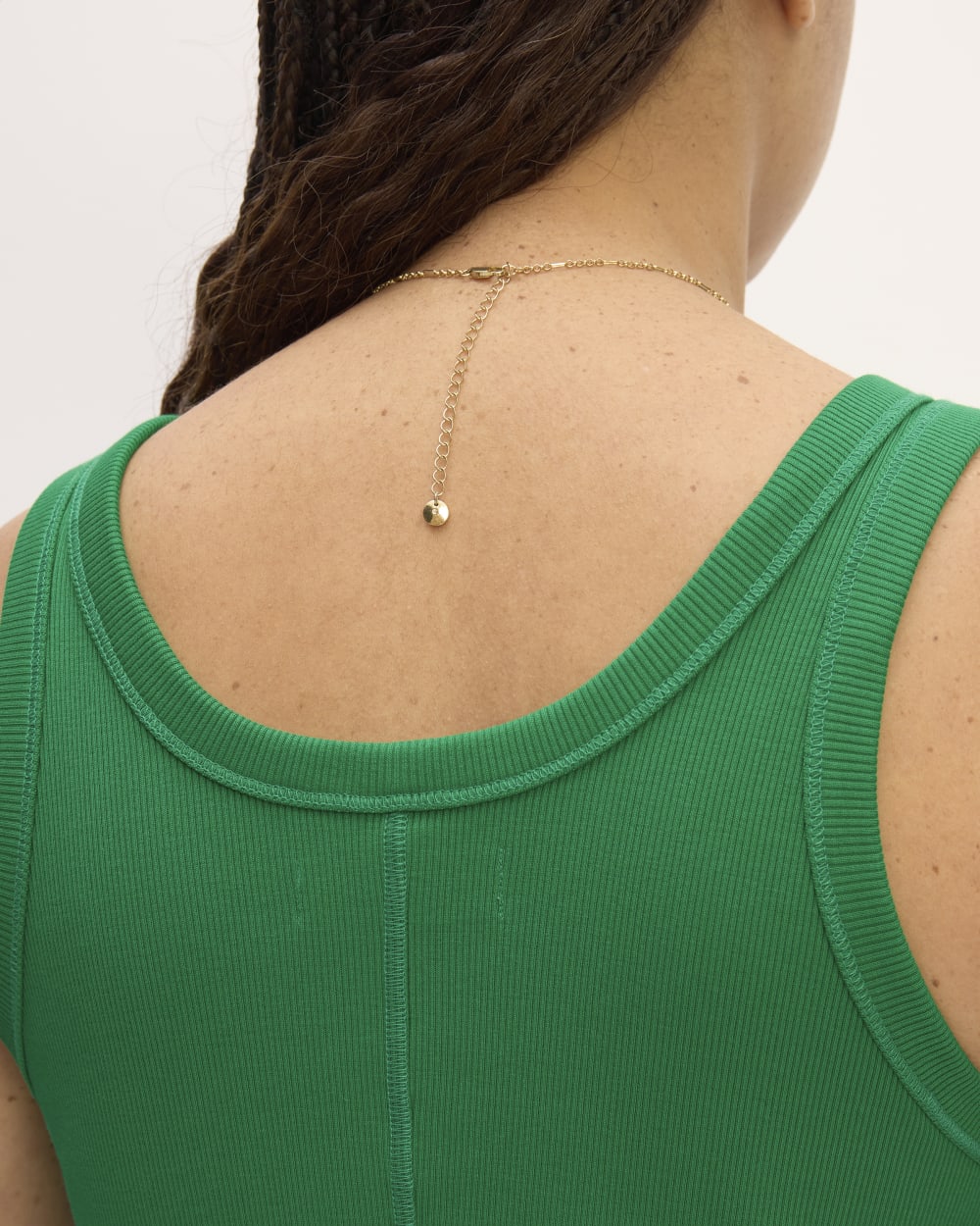 The ’90s Rib Dress in Grass Green — detail view