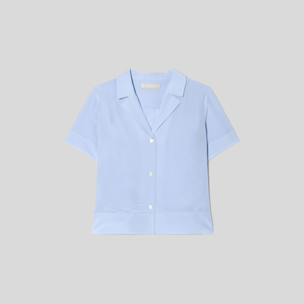 The Notch Shirt in Washable Silk in Periwinkle — alternate view