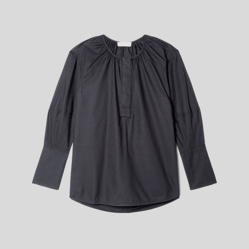 The Silky Cotton Balloon Sleeve Top in Black — alternate view