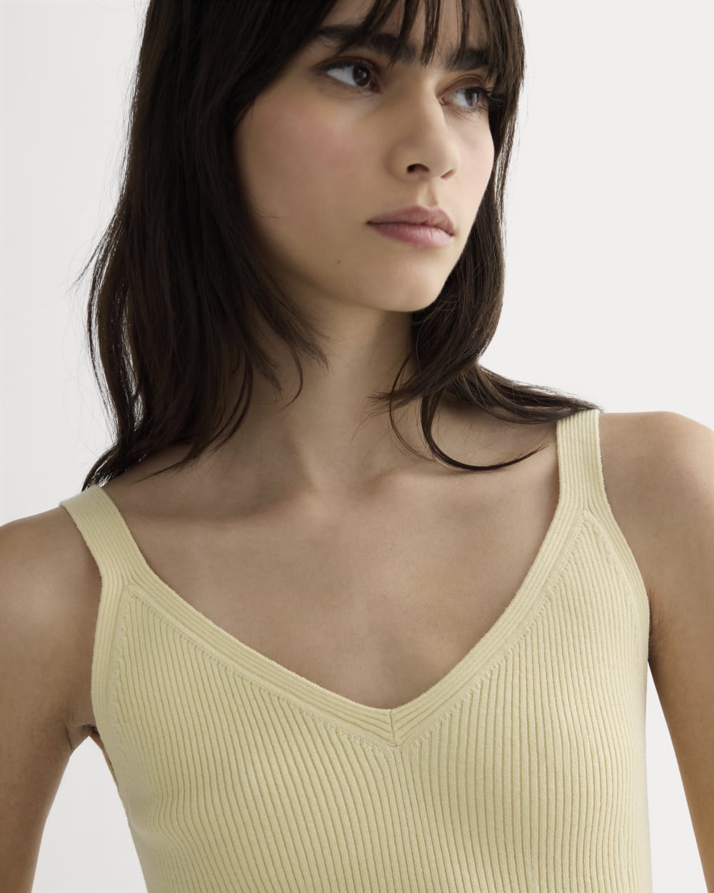 The Fine Knit Cami in Banana Crepe — detail view