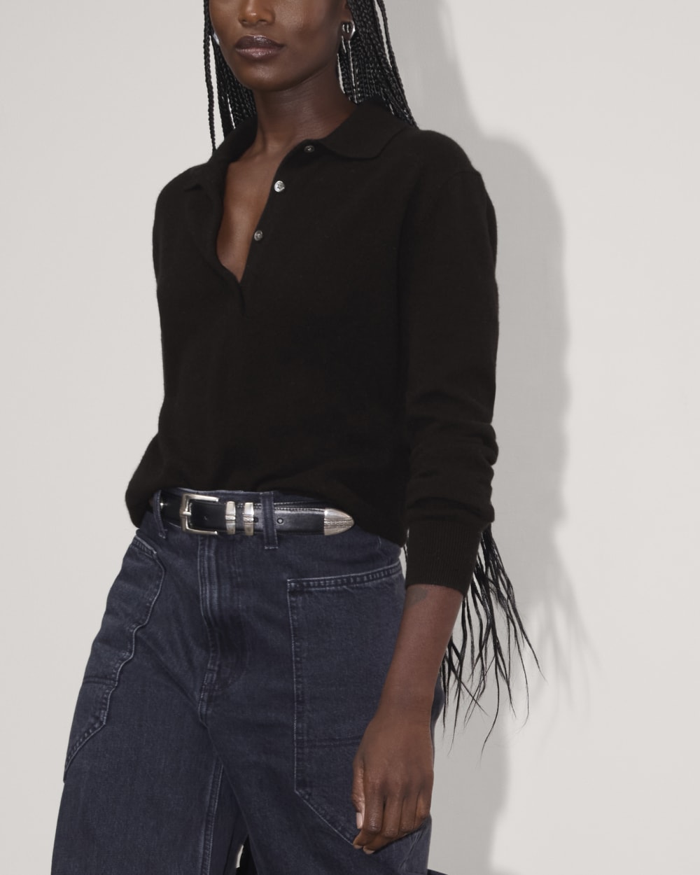 The Classic Polo in Cashmere in Black — alternate view