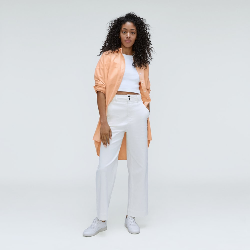 The Way Long Oxford Shirt in Apricot — detail view