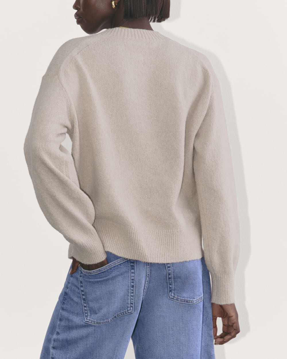 The Cocoon Crew in Plush Cotton in Heather Mushroom — detail view