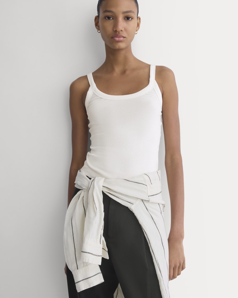 RetroSoft U-Neck Tank in Bone — detail view