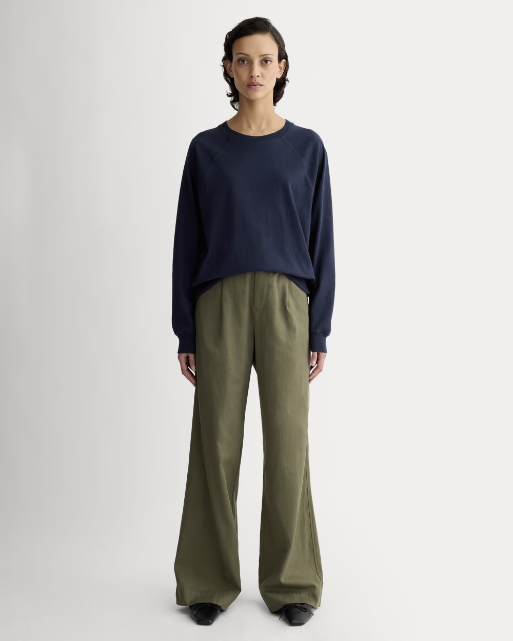 The Off-Duty Long-Sleeve Tee in Navy — detail view