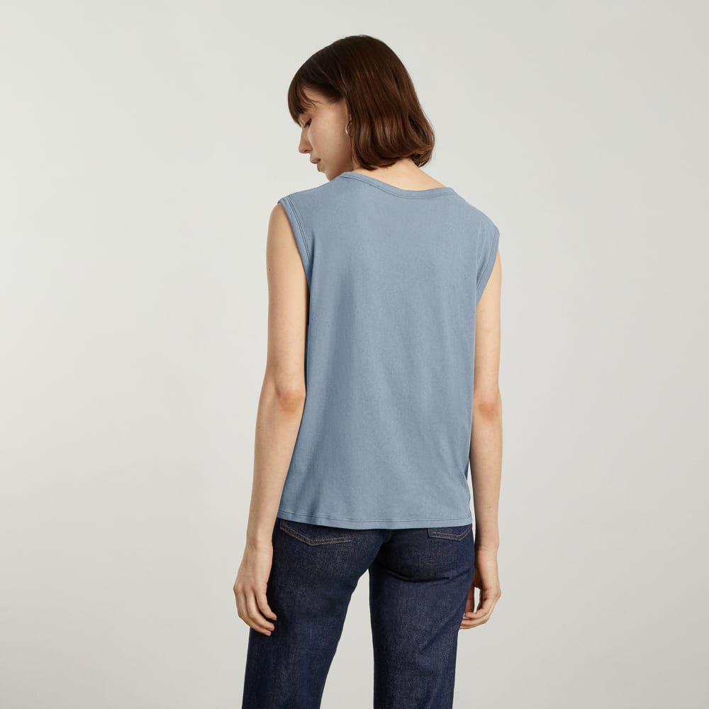 The Air Muscle Tank in Dusty Blue — detail view