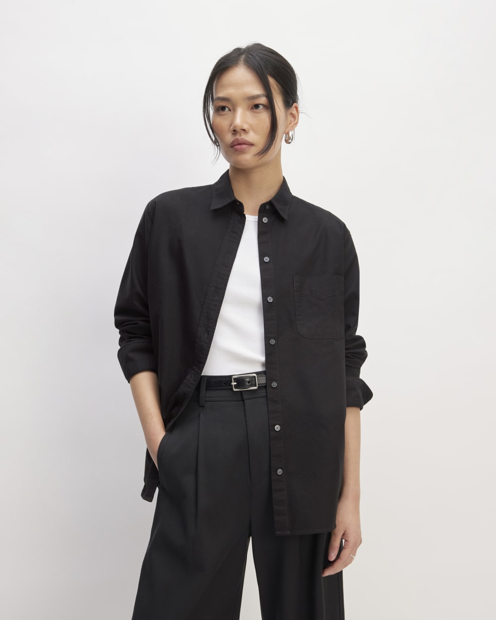 The Must-Have Oxford Shirt in Black — front view
