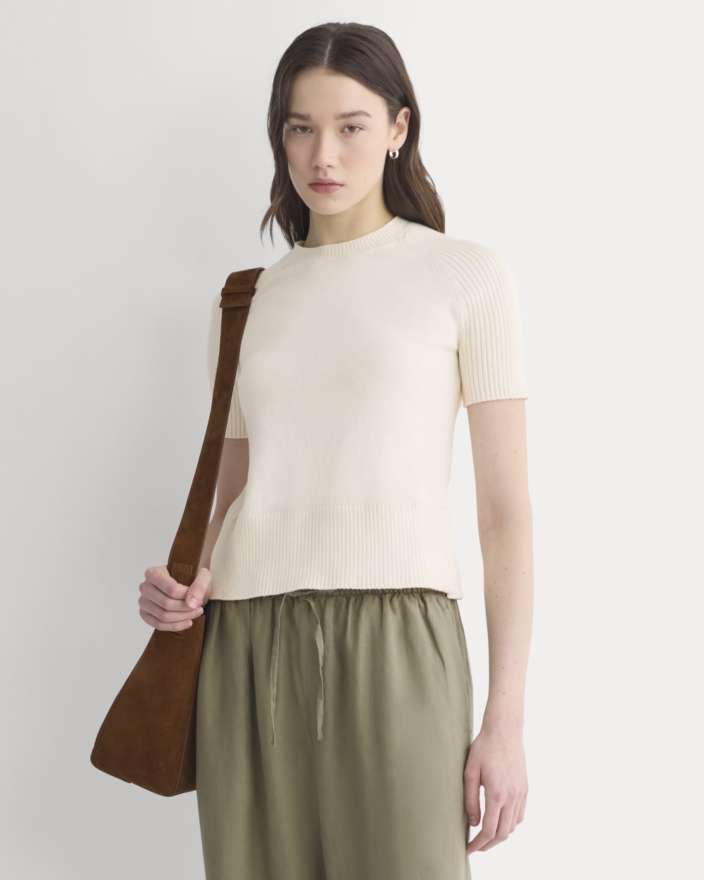 Short-Sleeve Crew in Everyday Cotton in Canvas — front view