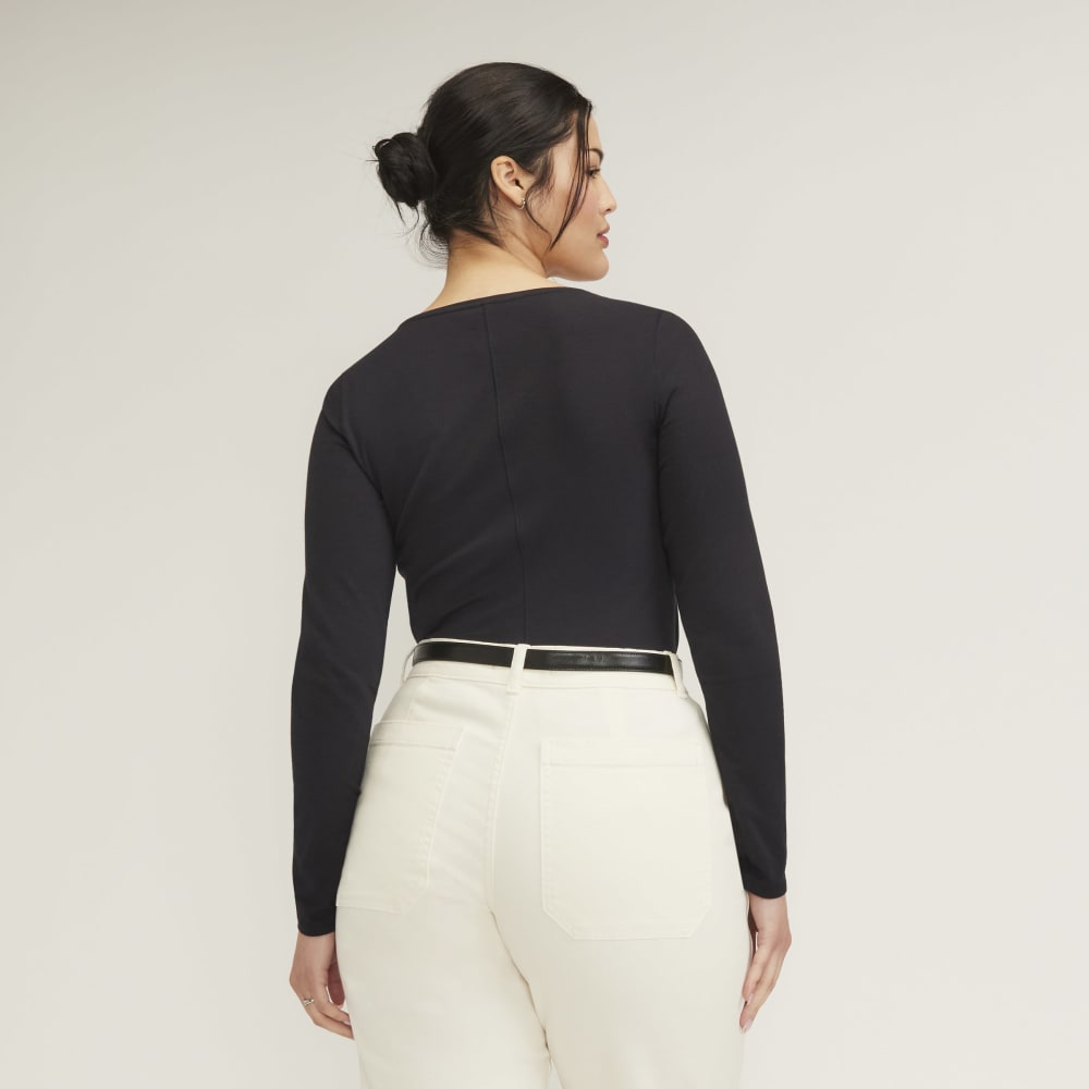 The Supima® Form Ballet Neck Tee in Black — detail view