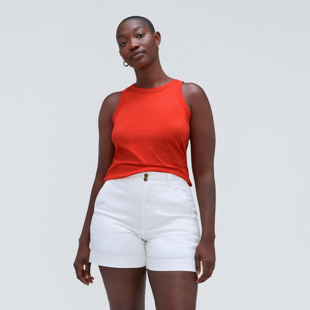 The Tank in Essential Cotton in Red Orange — alternate view