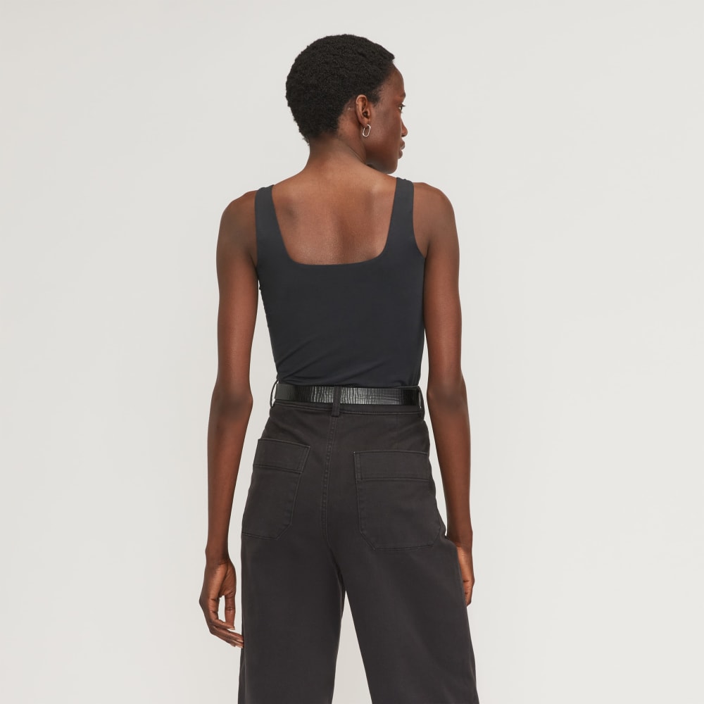 The Supima® Sleeveless Top in Black — detail view