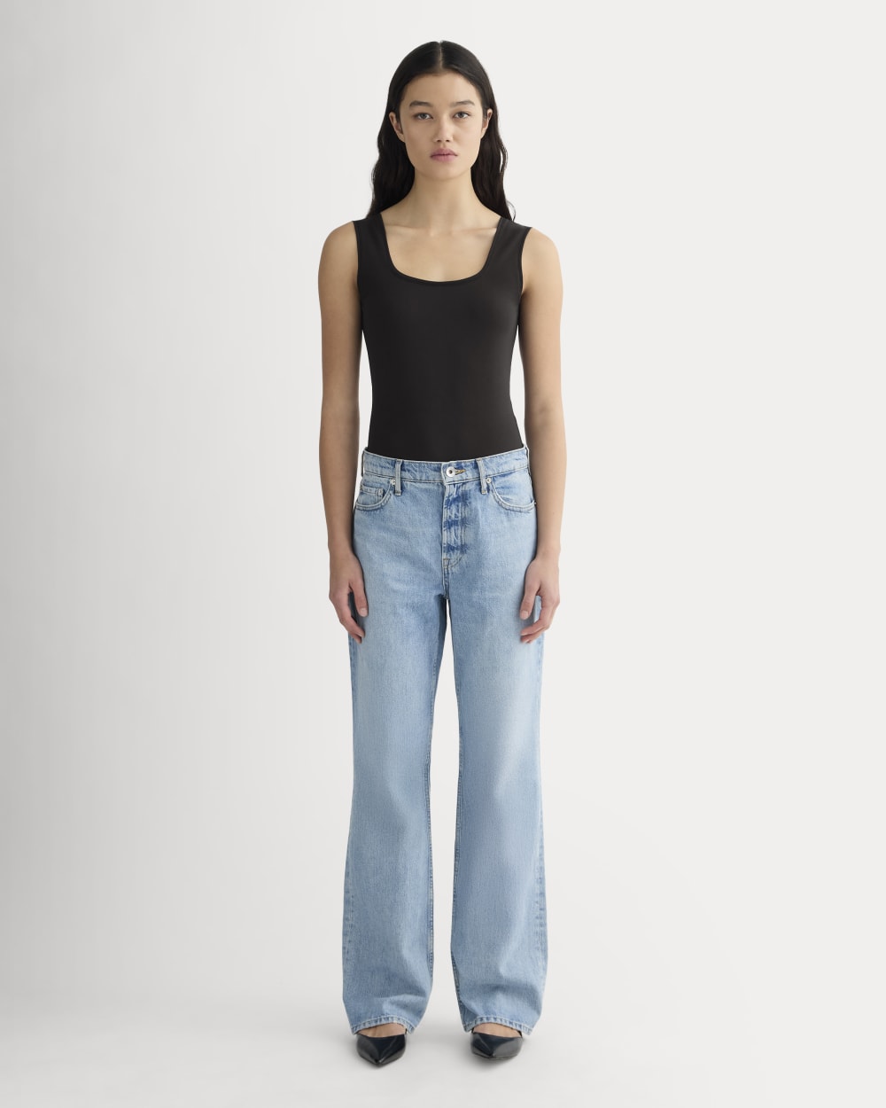 The Form Square-Neck Bodysuit in Black — front view
