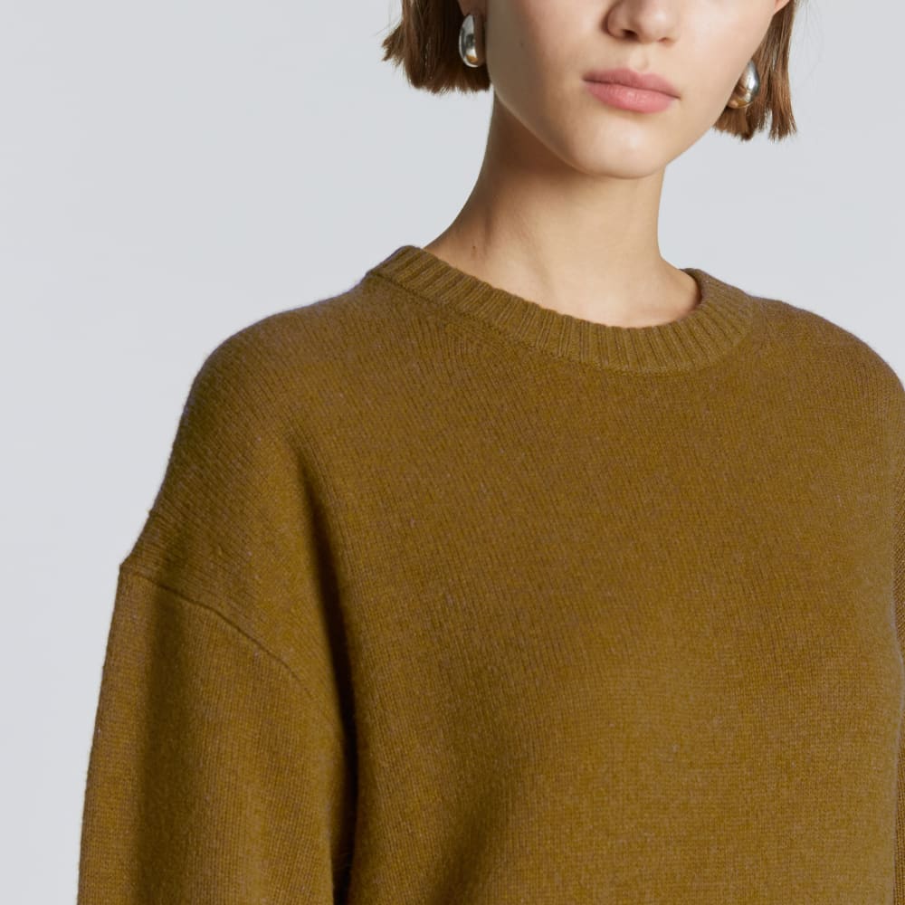The Cashmere Midi Dress in Tapenade — detail view