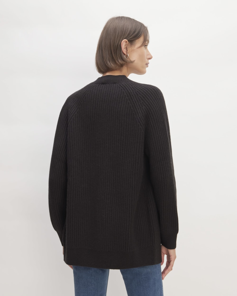 The Felted Merino Cocoon Cardigan in Black — detail view