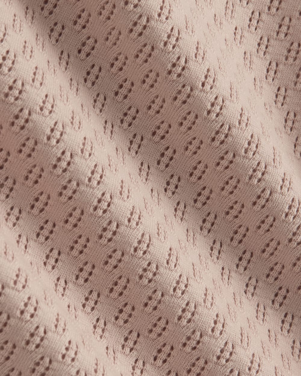 The Pointelle Short-Sleeve Tee in Rose Smoke — detail view