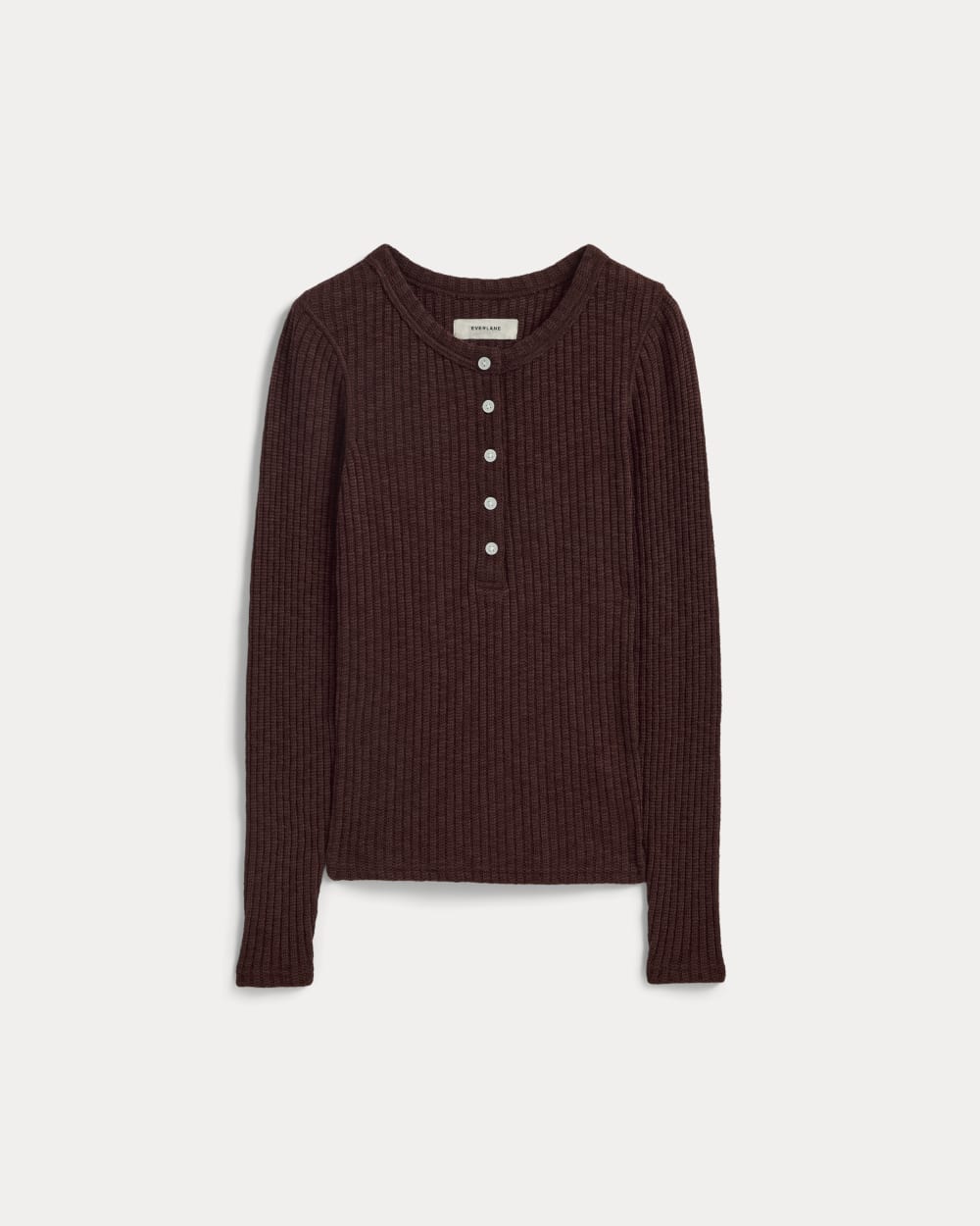 The Cozy Rib Henley in Dark Mahogany — alternate view