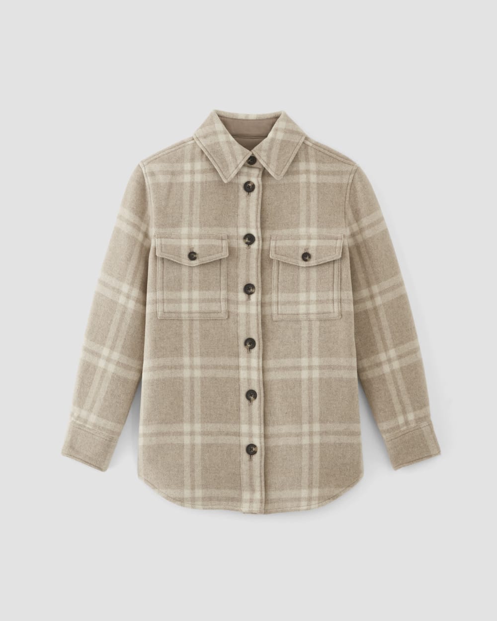 The Italian ReWool® Oversized Shirt Jacket in Taupe / Cream — alternate view