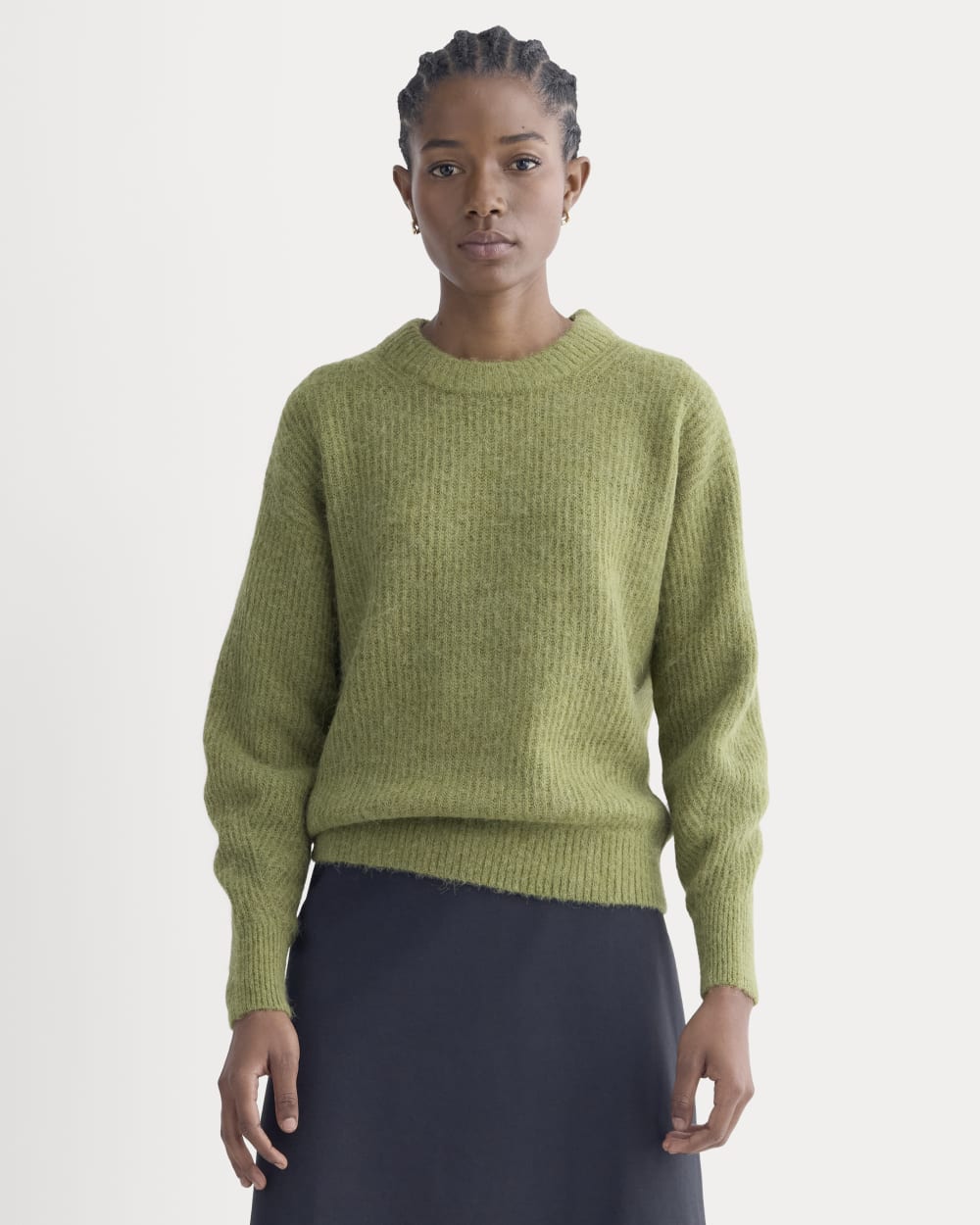 The Cocoon Crew in Alpaca in Moss — front view