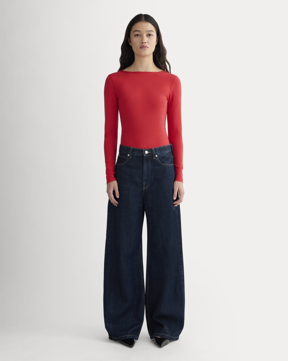 The Form Ballet Bodysuit in Classic Red — detail view