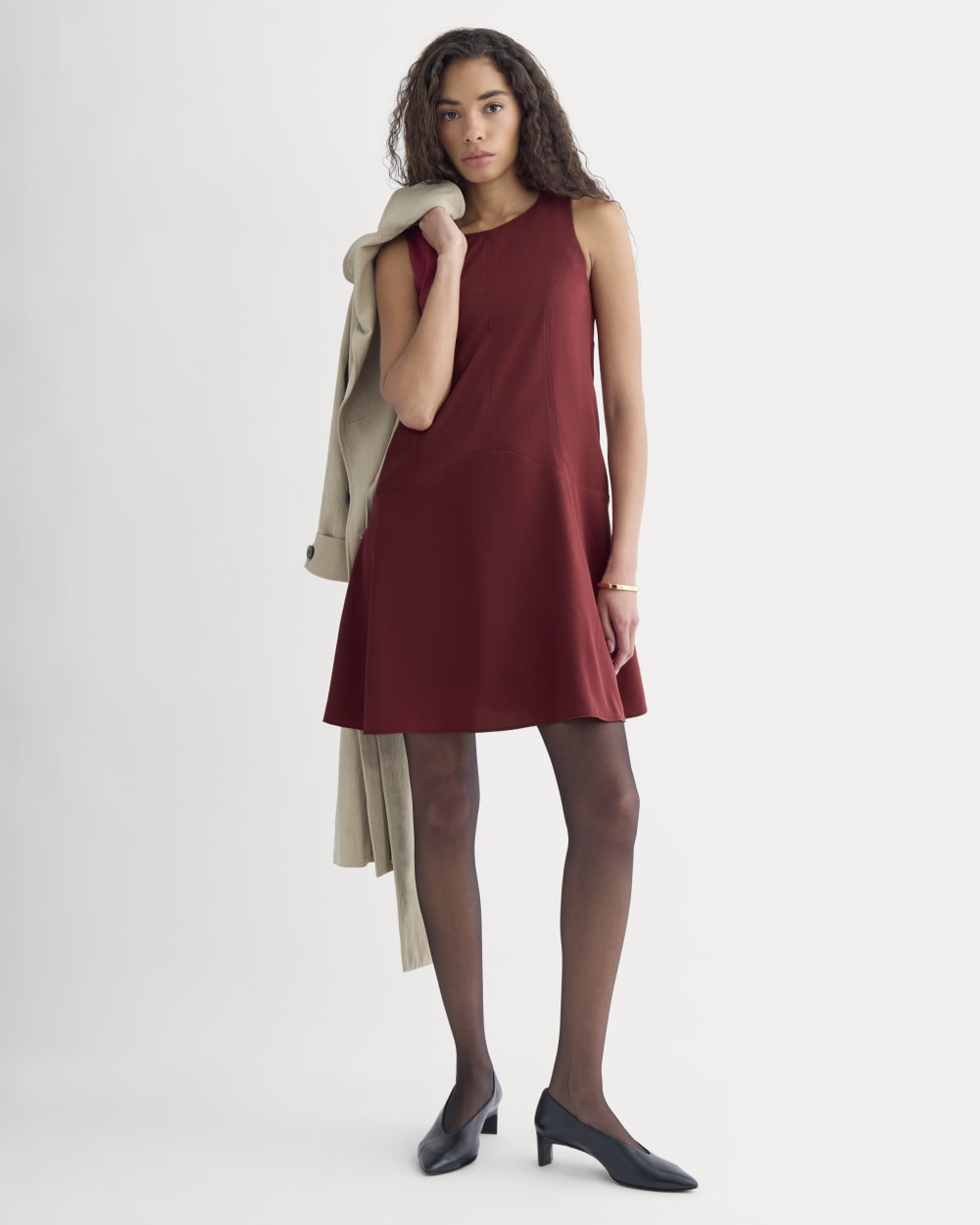 Drop Waist Mini Dress in Pomegranate — detail view